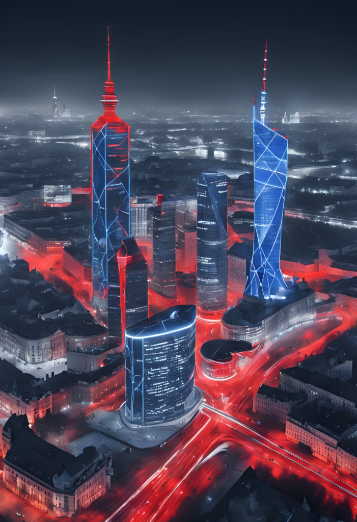0_Warsaw’s skyline at night, blending futuristic neo_esrgan-v1-x2plus
