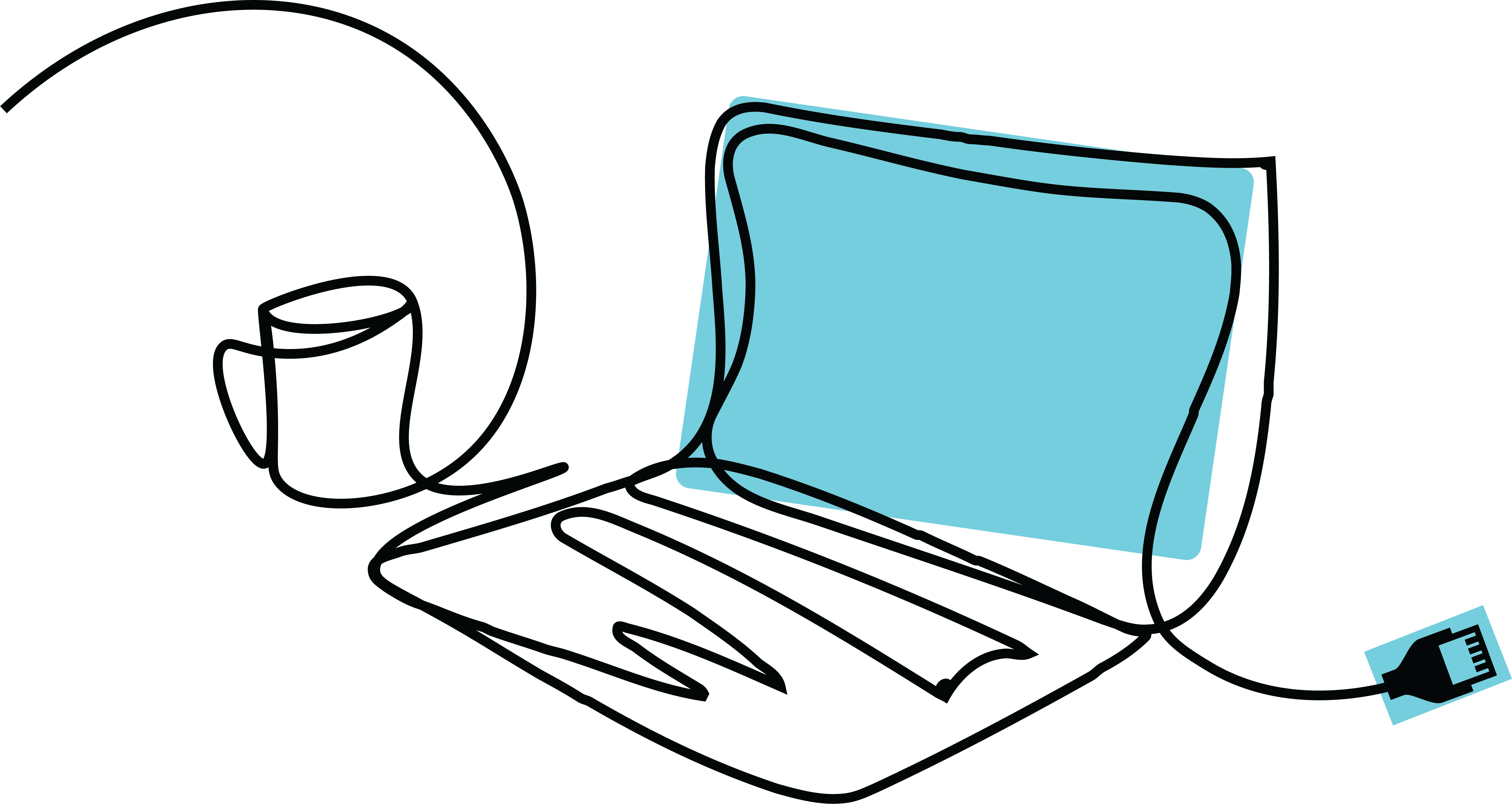 Cat 6a w biurze Kabel i kubek z kabla